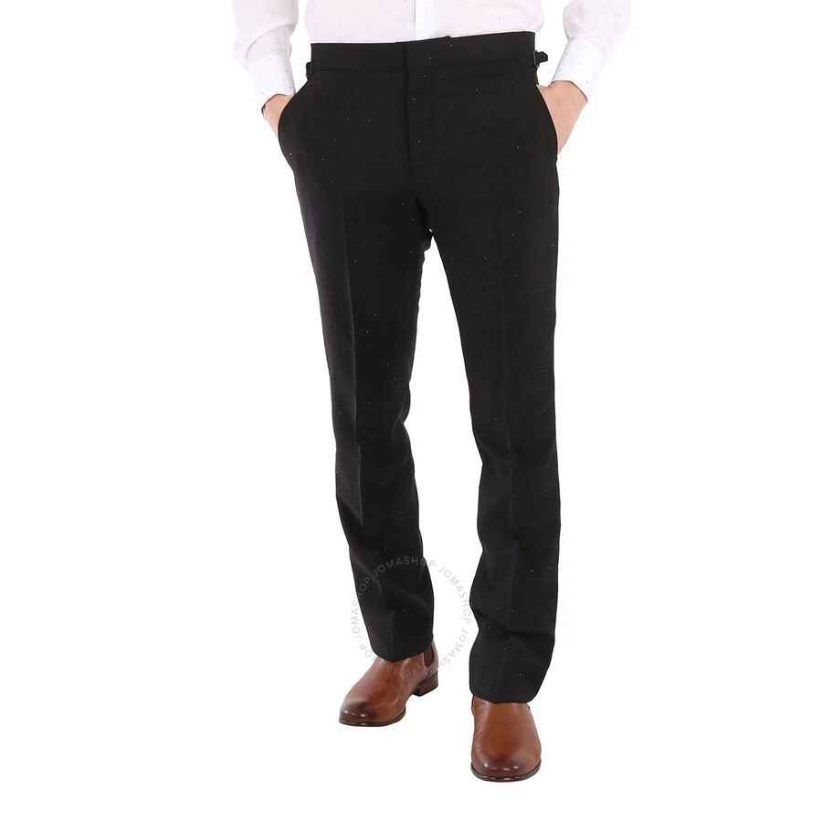 Burberry Men's Black Embellished Mohair Wool Classic Fit Tailored Trousers 1