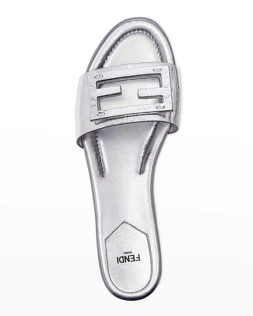 Fendi Baguette FF Tube Metallic Medallion Flat Sandals 4