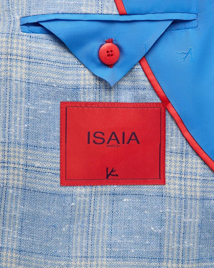 Isaia Men's Plaid Linen-Blend Sport Coat 5