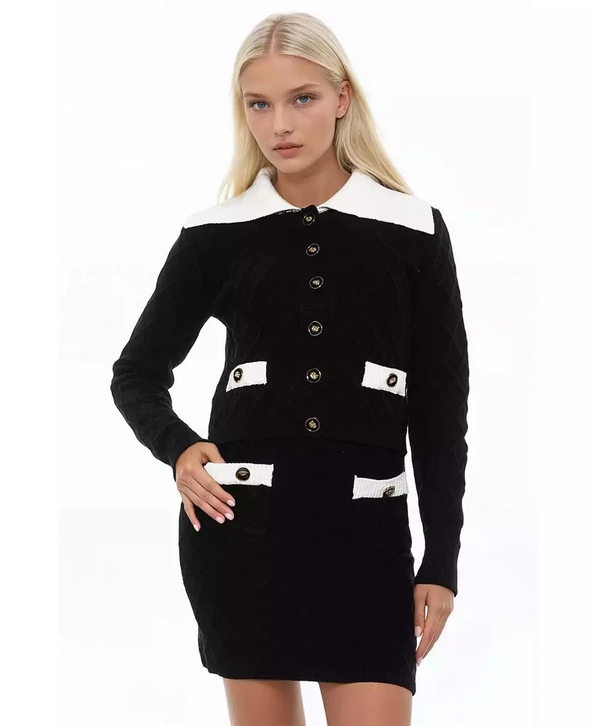 ALEXIA ADMOR Women
s Alina Fully Knit Cardigan with Contrast Collar 3