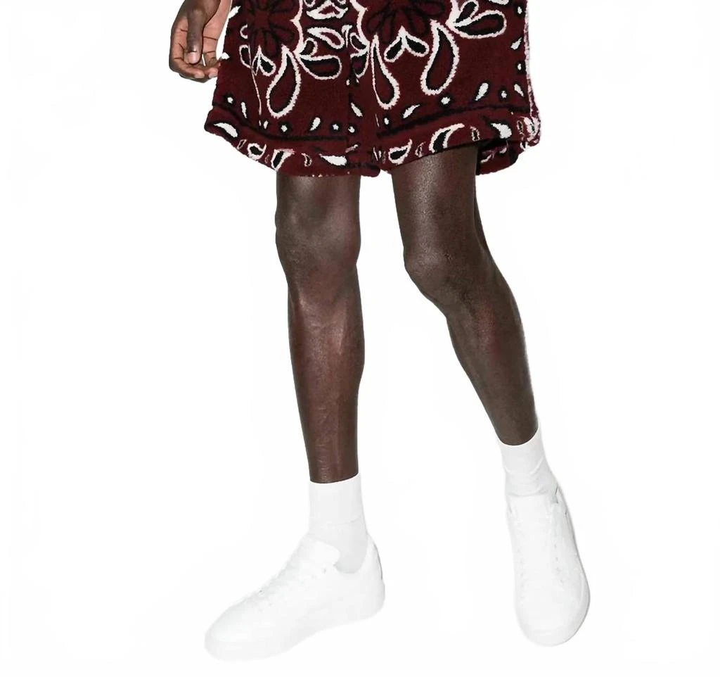 AMIRI Printed Bandana Fleece Track Shorts In Red/black 1