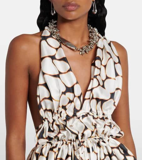 Dries Van Noten Printed halterneck silk twill top 4