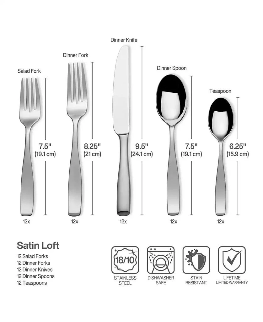 Mikasa Satin Loft 65 Pc Set, Service for 12 8