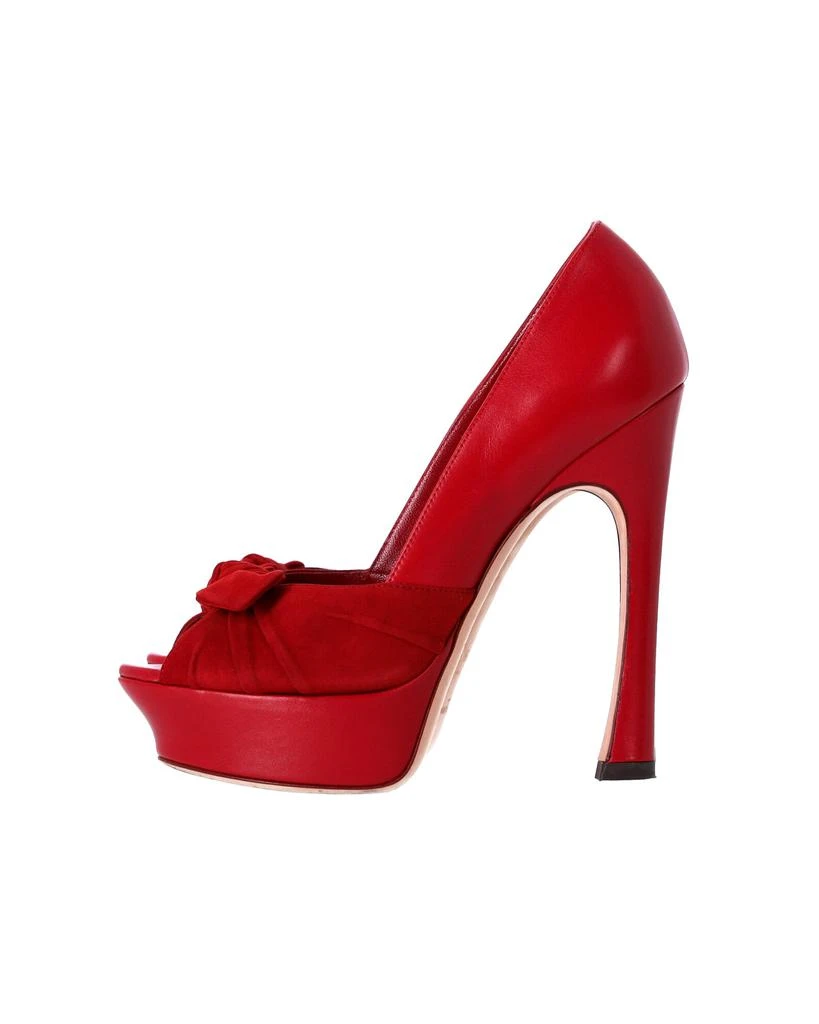 Yves Saint Laurent Yves  Palais 105 Bow Pumps in Red Leather 2