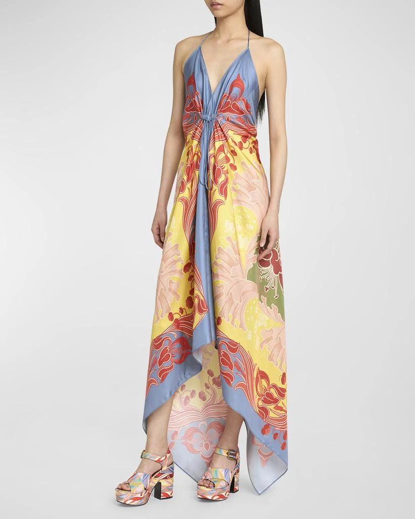 ETRO Wallpaper-Print Halter High-Low Foulard Sundress 3