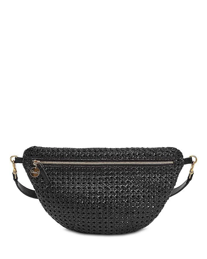 Clare V Grande Fanny Woven Checker Leather Belt Bag