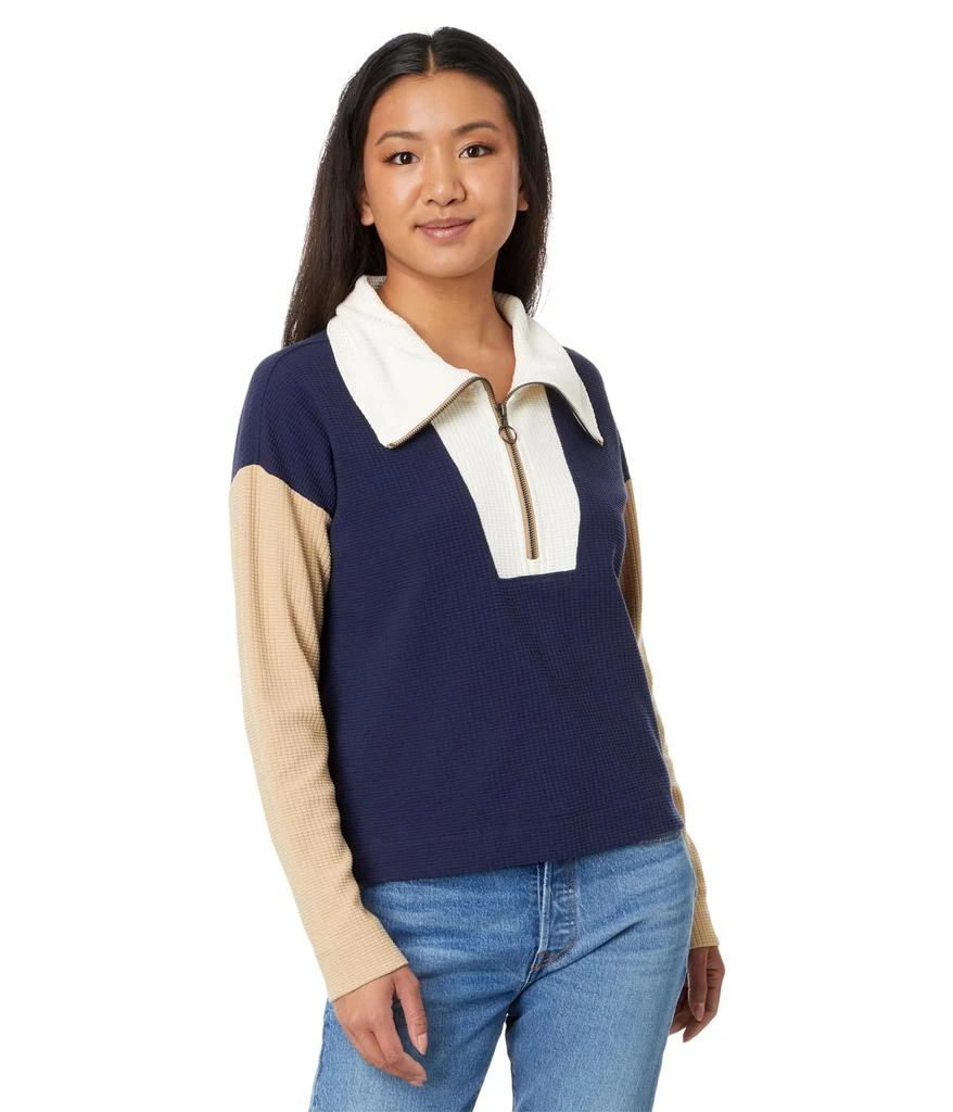 Lilla P Color-Block Waffle 1/2 Zip 1