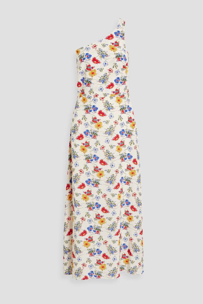 HVN Elena one-shoulder floral-print crepe maxi dress