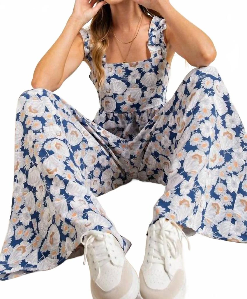 Kori Aware Of This Floral Jumpsuit In Blue/coral 2