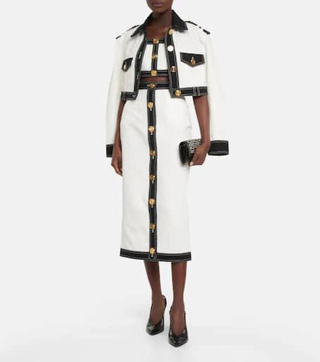 Balmain Embossed denim cropped jacket 2