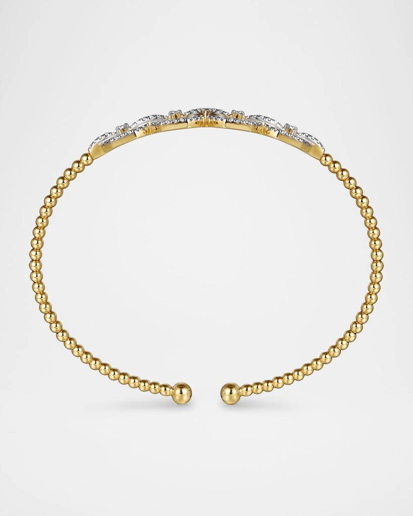 Gabriel 
Co 14K Yellow Gold Bujukan Bead Cuff Bracelet with Diamond Pave Links 4