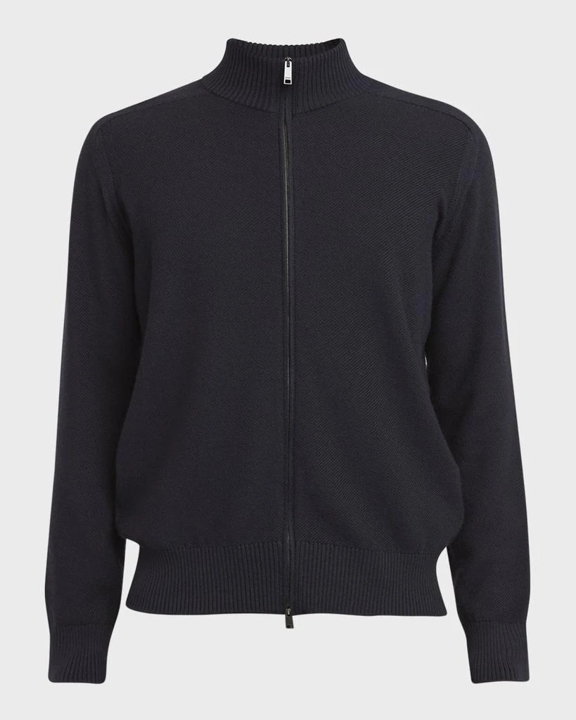 Zegna Men's Melange Oasi Cashmere and Silk Full-Zip Sweater 1