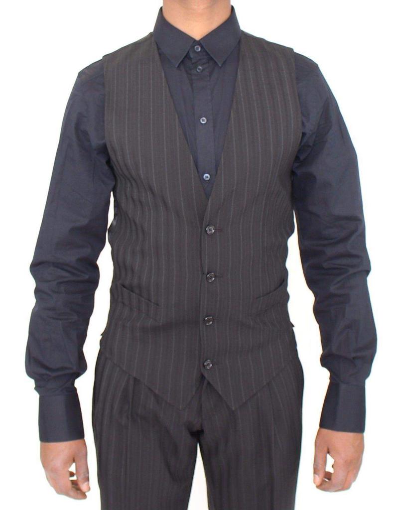 Dolce & Gabbana Dolce & Gabbana  Black Striped Stretch Dress Vest Gilet