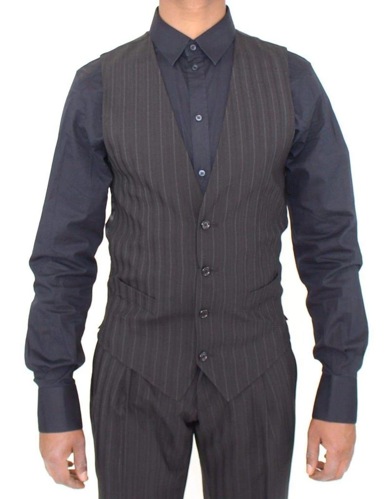 Dolce & Gabbana Dolce & Gabbana  Black Striped Stretch Dress Vest Gilet 1