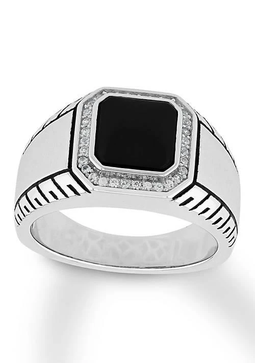 Belk 
Co. Onyx and Cubic Zirconia Cocktail Ring in .925 Sterling Silver