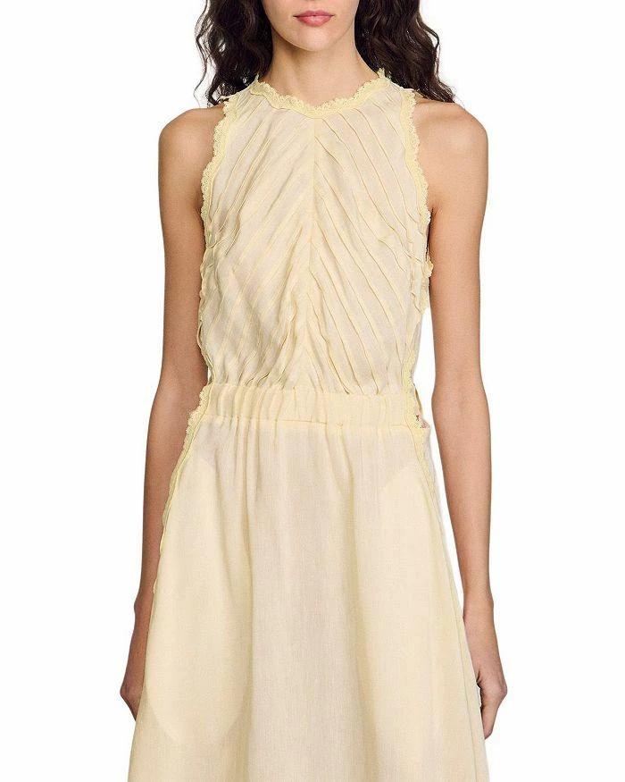knee length dresses for ladies Striped Maxi Dress With Lace – SANDRO Egypt