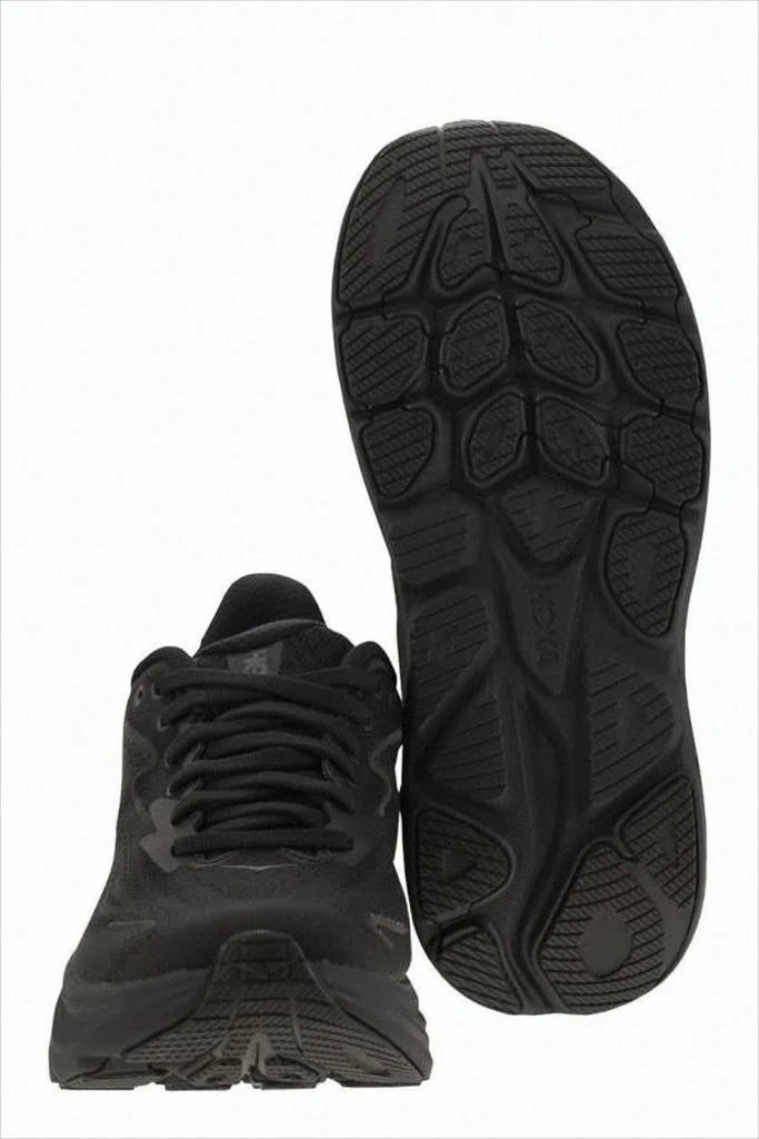 Hoka One One All-Black Breathable Mesh Sneakers With Cushioned Rubber Sole 5