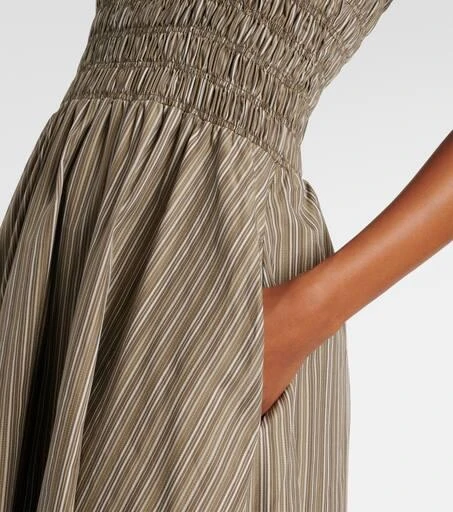 Faithfull Lida pinstripe shirred cotton maxi dress 5