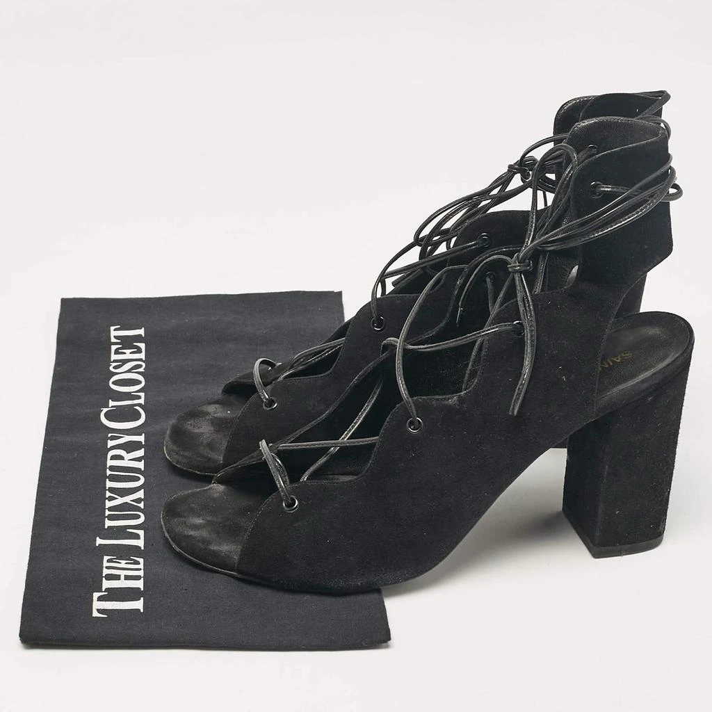 Yves Saint Laurent Saint Laurent Black Suede Ankle Wrap Sandals Size 40 9