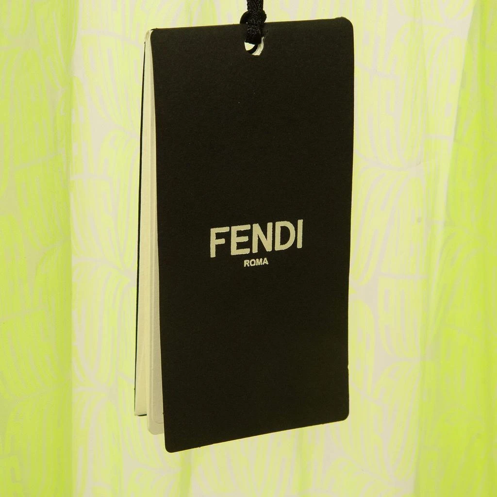 Fendi Fendi Neon Yellow Printed Synthetic Pleated Bleated Midi Dress M 5