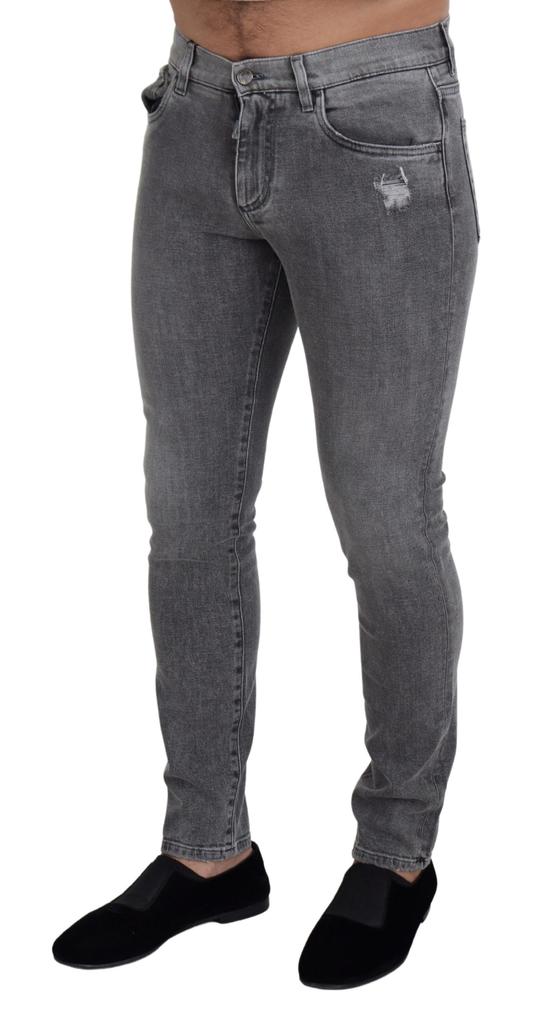 Dolce & Gabbana Dolce & Gabbana Grey Washed Cotton Skinny Denim Jeans