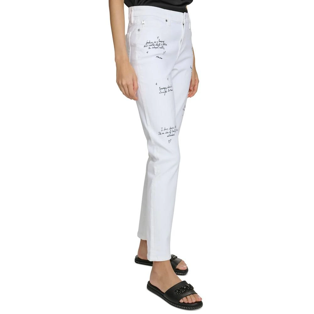 KARL LAGERFELD PARIS Women's Signature Script-Print Skinny Jeans 3