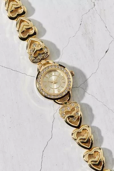 Urban Outfitters Rhinestone Double Hearts Chain Watch 1