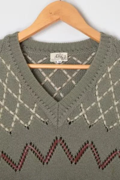 Urban Outfitters Vintage 70s Ribbon & Leather-Laced Knit Sweater 2
