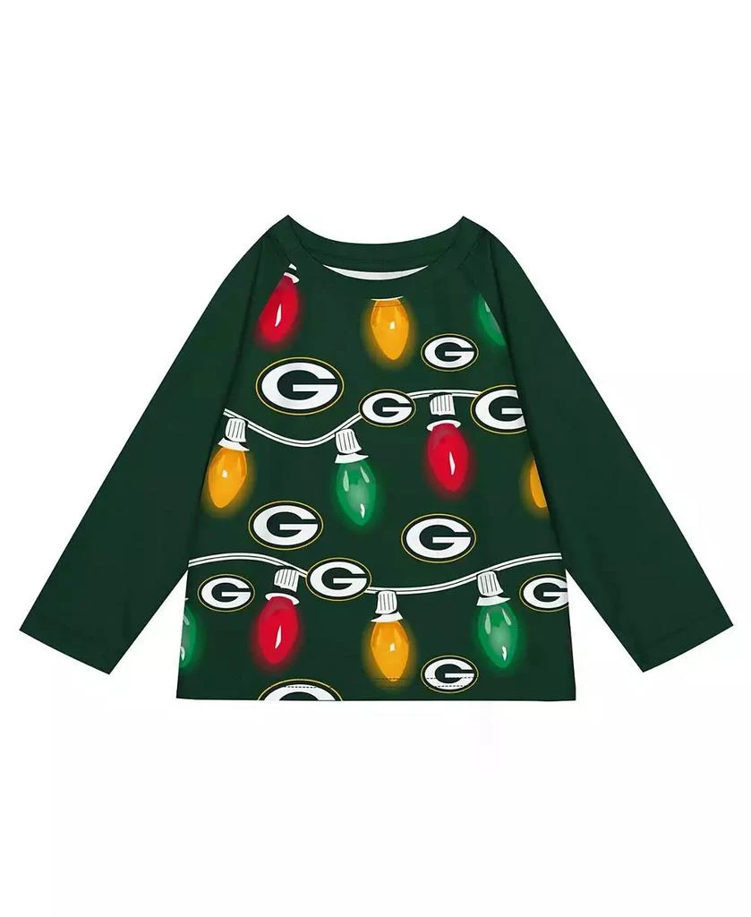 Outerstuff Preschool Green Bay Packers Two-Piece Garland Holiday Long Sleeve Pajama Set 3