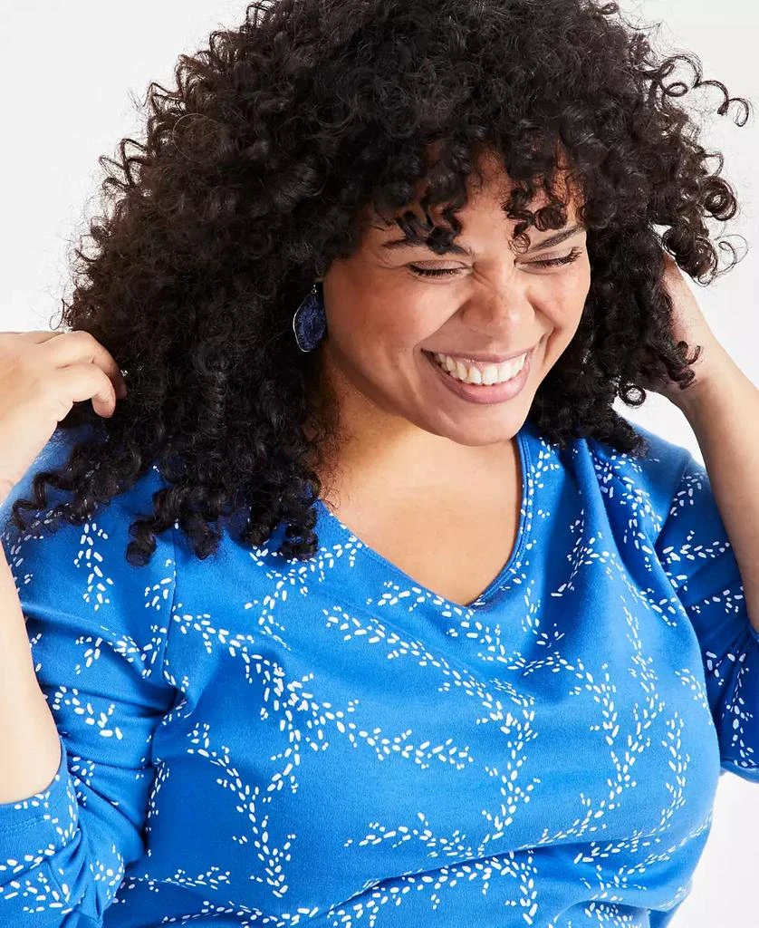 Style & Co Plus Size Printed Long-Sleeve Top, Created for Macy's 3