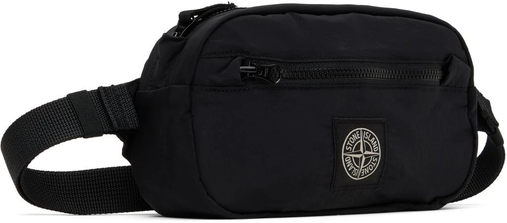 Stone Island Junior Kids Black Logo Patch Belt Bag 2