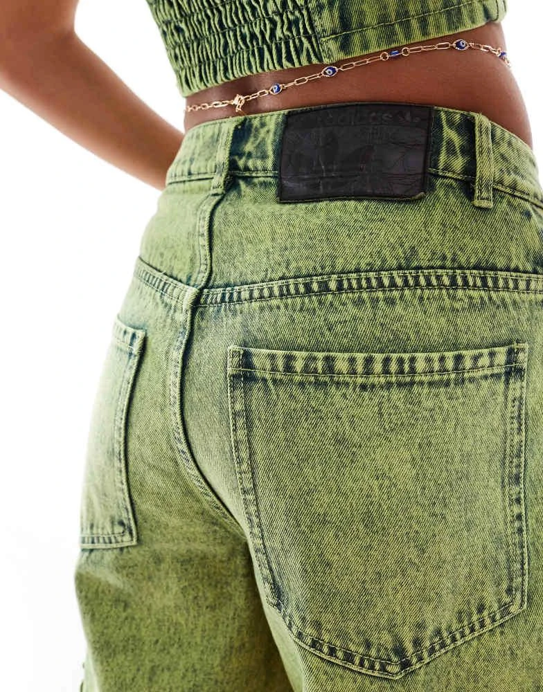Adidas adidas Originals Adilenium denim capri short co-ord in lime wash 5