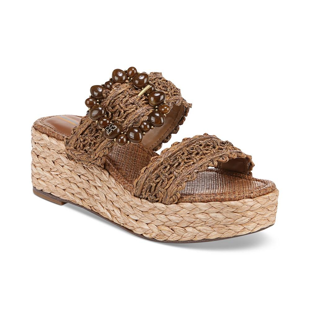 Sam Edelman Cadance Double Strap Raffia Wedge Platform Sandals