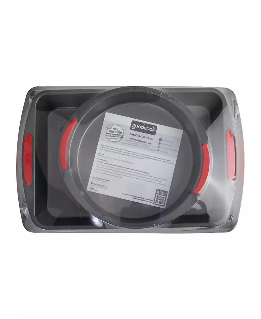 GoodCook Good Cook Mega grip 5 Piece Nonstick Steel Bakeware Set with Cookie Sheet, Roast Pan, 2 Cake Pans, and Muffin Pan 8