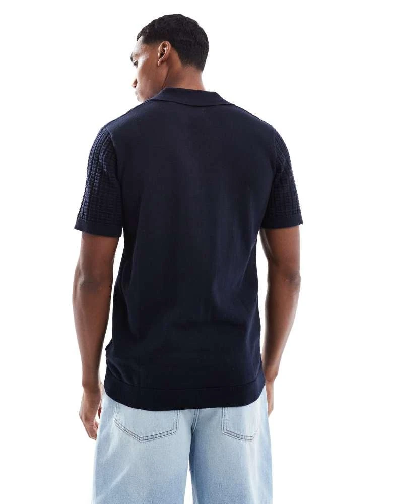 Brave Soul Brave Soul Knitted short sleeve shirt in navy 2