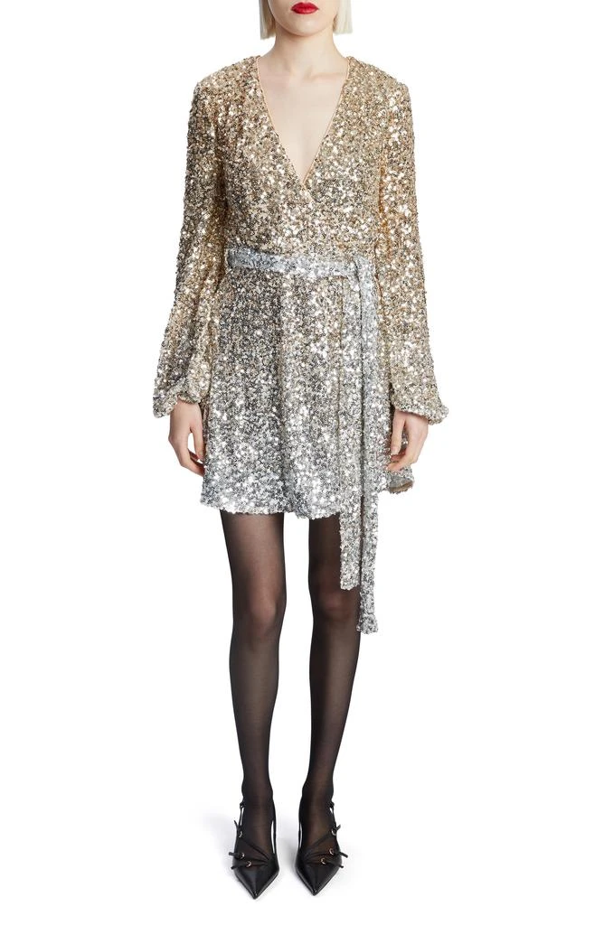 Bardot Bellissa Long Sleeve Sequin Faux Wrap Dress 1