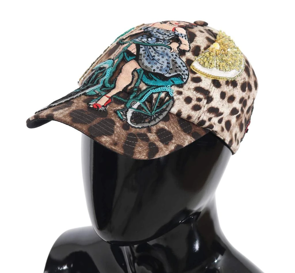 Dolce & Gabbana Dolce & Gabbana Brown Leopard Sequin Sicily Applique Baseball Hat 2