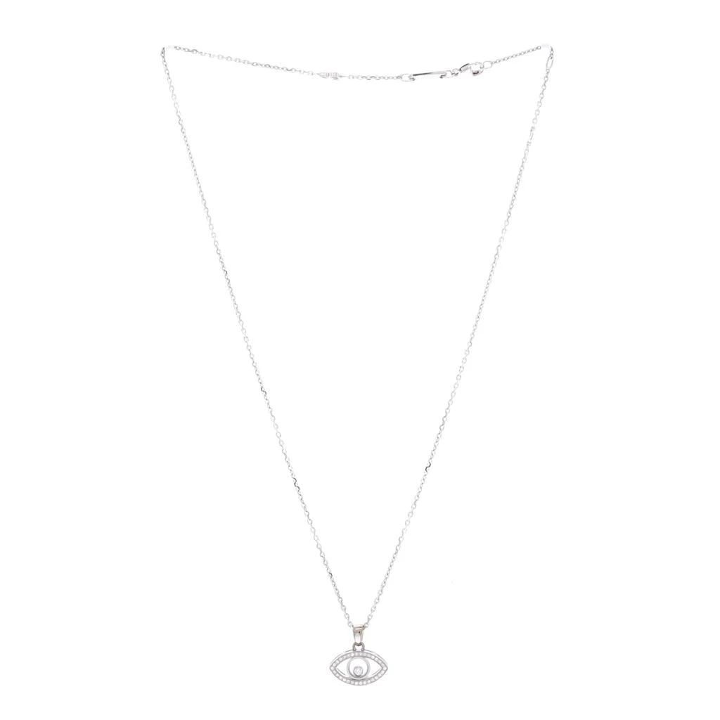 Chopard Happy Diamonds Good Luck Charms Eye Pendant Necklace 18K White Gold with Pave Diamonds and 1 Floating Diamond 2