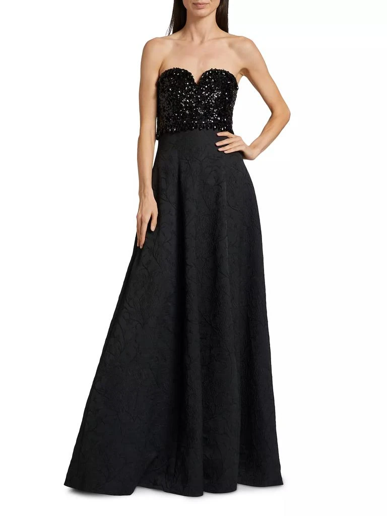 Sachin & Babi Lillian Sequined Bust Jacquard Cloque Ballgown 3