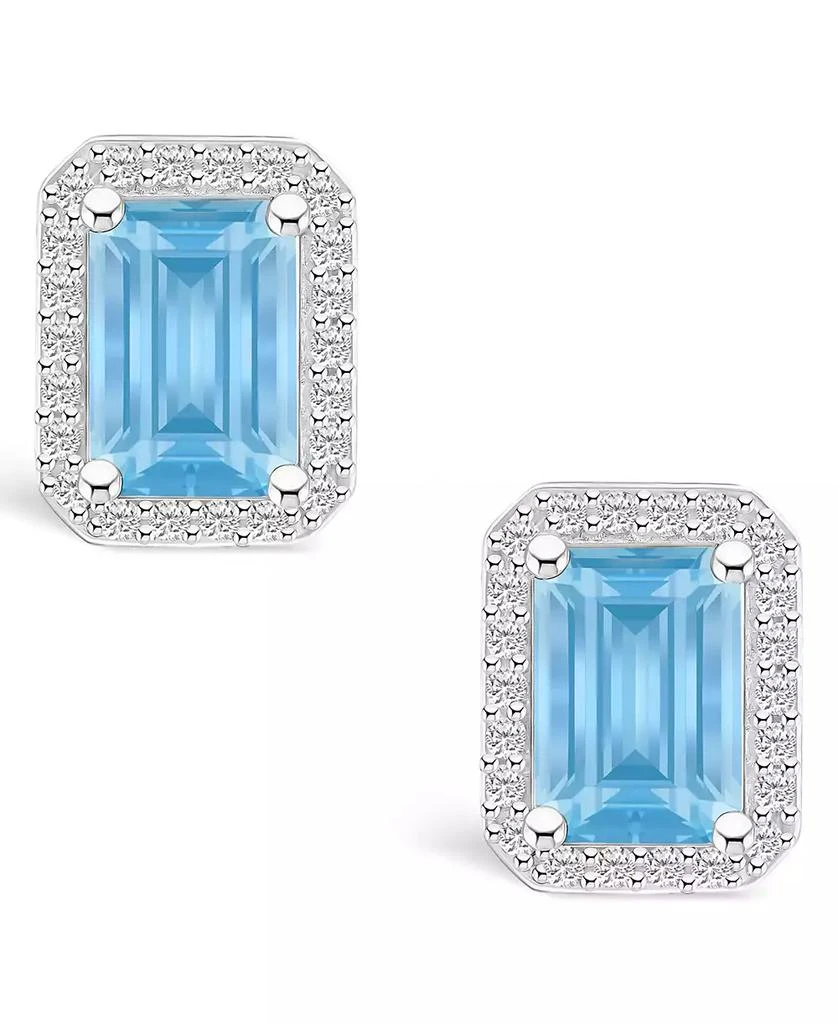 Macy
s Lab Grown Spinel Aquamarine (2-1/10 ct. t.w.) and Lab Grown Sapphire (1/4 ct. t.w.) Halo Studs in 10K White Gold 3