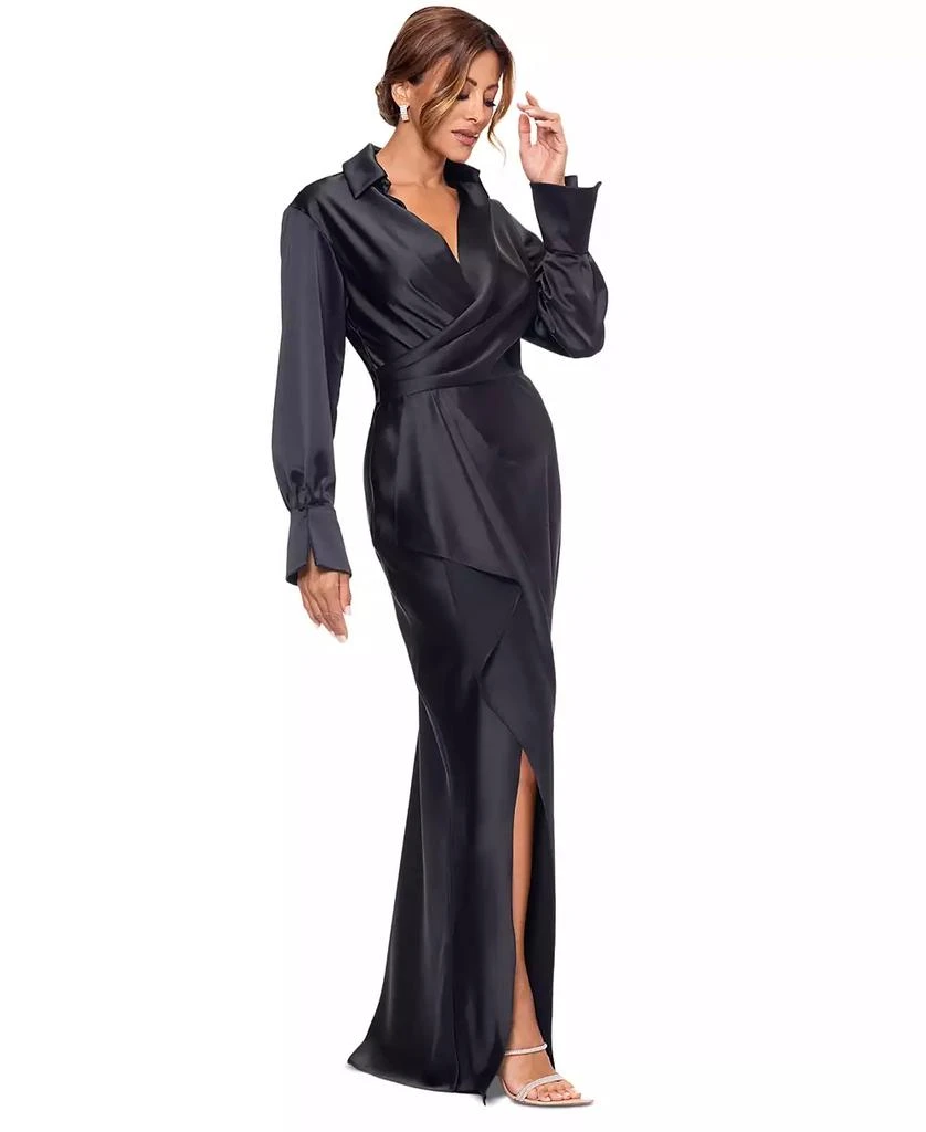 XSCAPE Women's Satin Shirtdress Gown 2