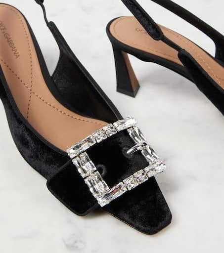 Dolce 
Gabbana Embellished velvet slingback pumps 5