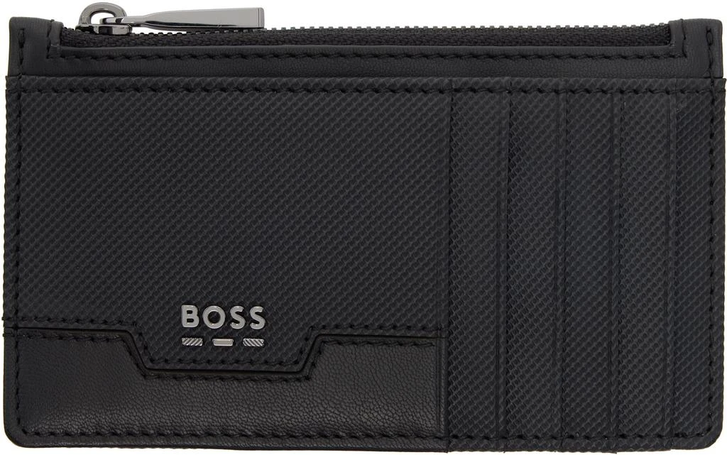 Hugo Boss Black Textured Faux-Leather Card Holder