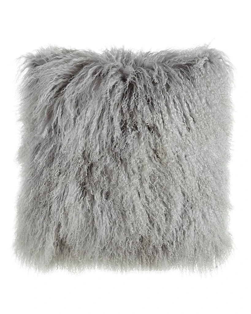 Massoud Fog Gray Tibetan Lamb Pillow, 26"Sq. 1