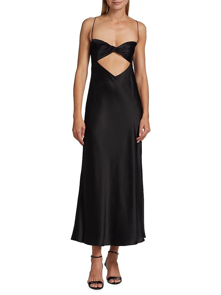 The Sei Twisted Satin Silk Cut-Out Slipdress 3