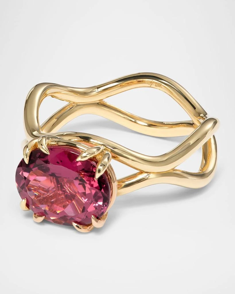 Jamie Turner 18K Yellow Gold Rose Ring with Rubellite