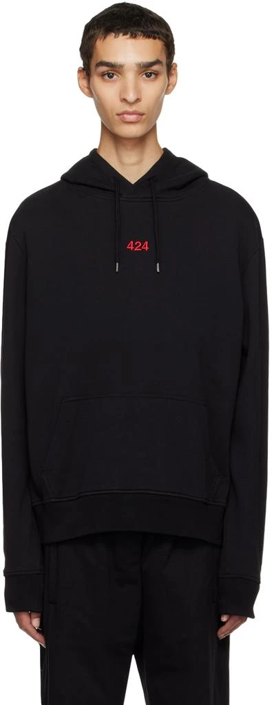 424 Black Embroidered Hoodie 1