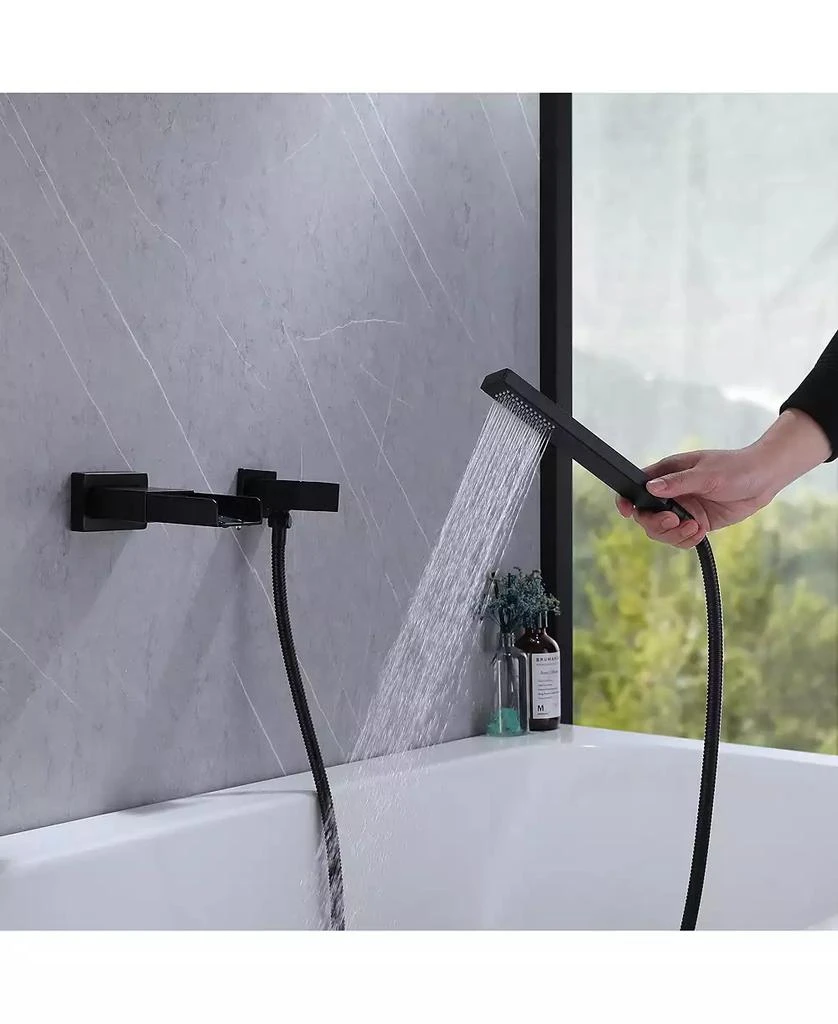 Greenspring Waterfall Single-Handle 2 Sprayer Wall Mount Bathtub Shower Faucet in Matte Black 3