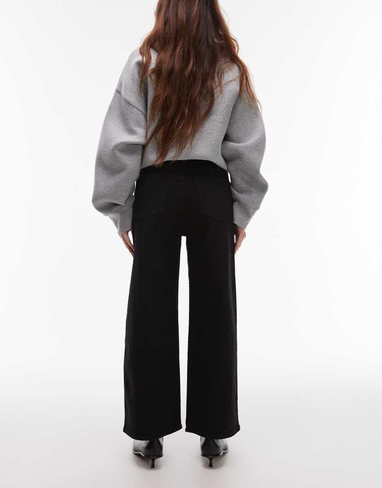 & Other Stories & Other Stories stretch wide leg cropped jeans in black rinse