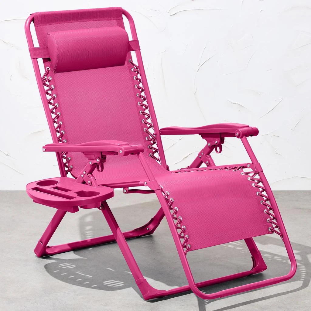 Best Choice Products Monochromatic Zero Gravity Chair, Folding Patio Recliner w/Side Tray, Headrest 1